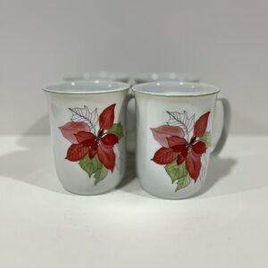 Block Spal Watercolors Poinsettia Portugal Christmas Mugs Set 4